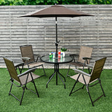 32" Round Garden Bar Glass Table Patio