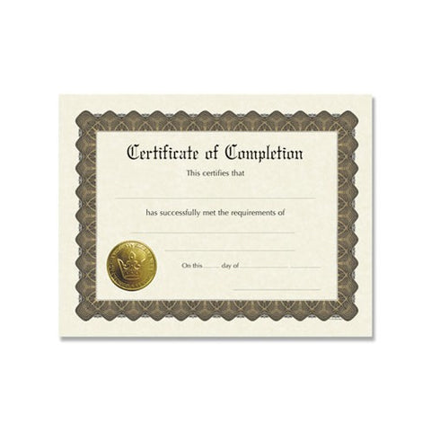 Cosco Ready-to-Use Certificates, 11 x 8.5, Ivory/Brown, Completion, 6/Pack