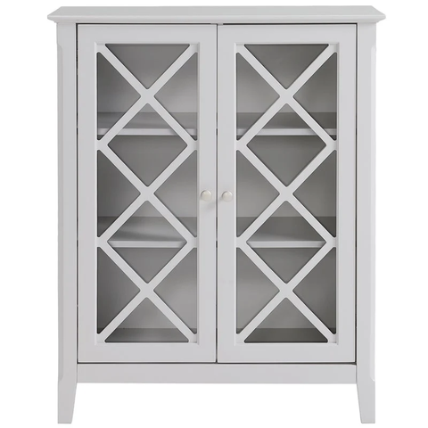 Wood Accent Cabinet with Two Doors in Light Gray