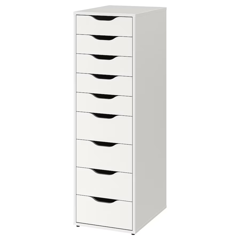 ALEX Drawer unit with 9 drawers, white, 14 1/8 x 45 5/8 "