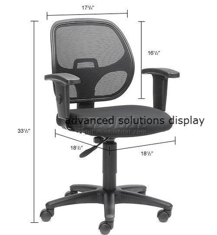Mesh Office Chair with Arms - Fabric - Black