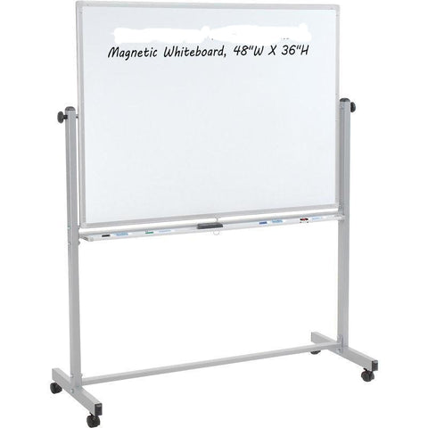Rolling Magnetic Dry Erase Whiteboard - Reversible - 48 x 36
