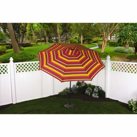 Bliss 9' Market Polyester Outdoor Umbrella, Crank & Tilt, Sun Stripe