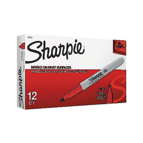 Sharpie Fine Tip Permanent Marker, Red, Dozen pack of 12