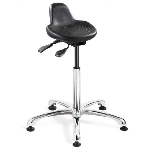 Bevco 3555 Sit Stand Stool - Polyurethane - Black with Aluminum Base