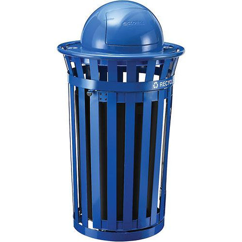 Global Industrial™ Outdoor Steel Recycling Receptacle w/Access Door & Dome Lid - 36 Gallon Blue