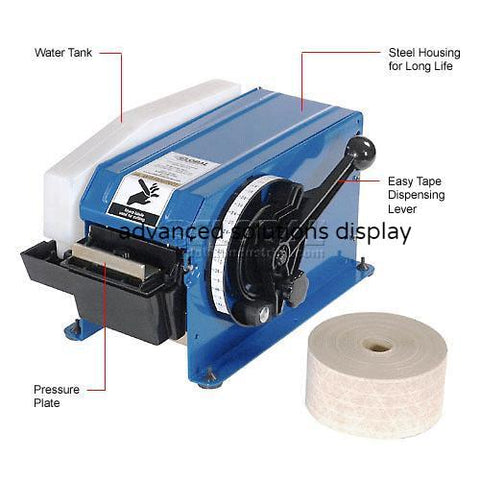 Manual Gummed Kraft Paper Industrial Tape Dispenser for 8/10" - 4" Width Tape